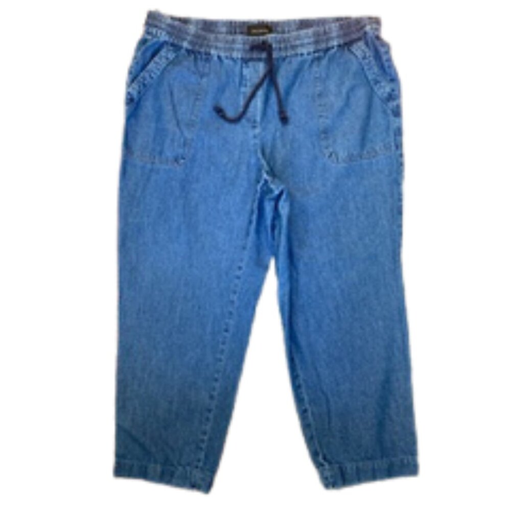 Talbots Denim 2XL Jeans Elastic Drawstring Pull-On Preppy Summer Comfort Cottage